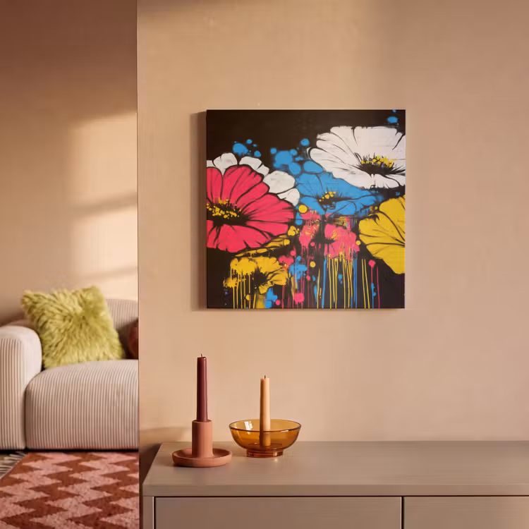 Akoestisch schilderij - Graffiti - Bloemen - Kleur — 2