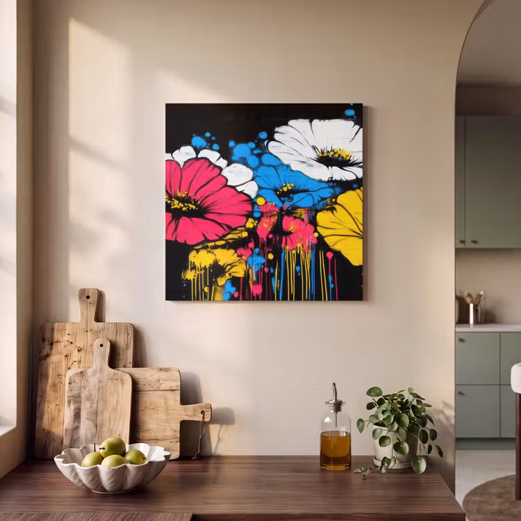 Akoestisch schilderij - Graffiti - Bloemen - Kleur — 3