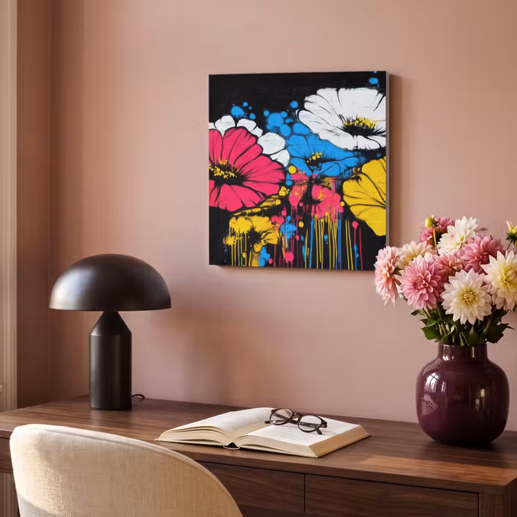 Akoestisch schilderij - Graffiti - Bloemen - Kleur — 4