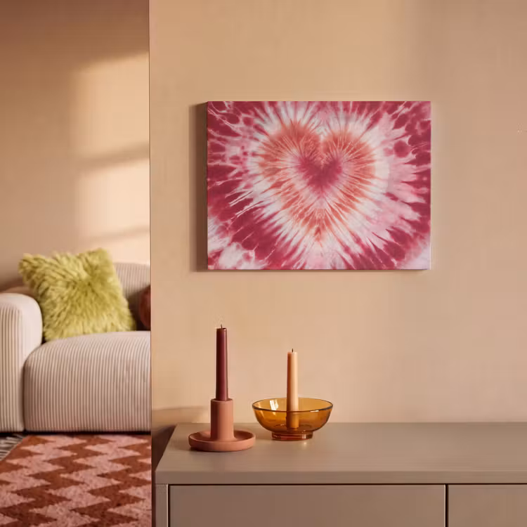 Akoestisch schilderij - Hartvorm - Roze - Tie dye — 2