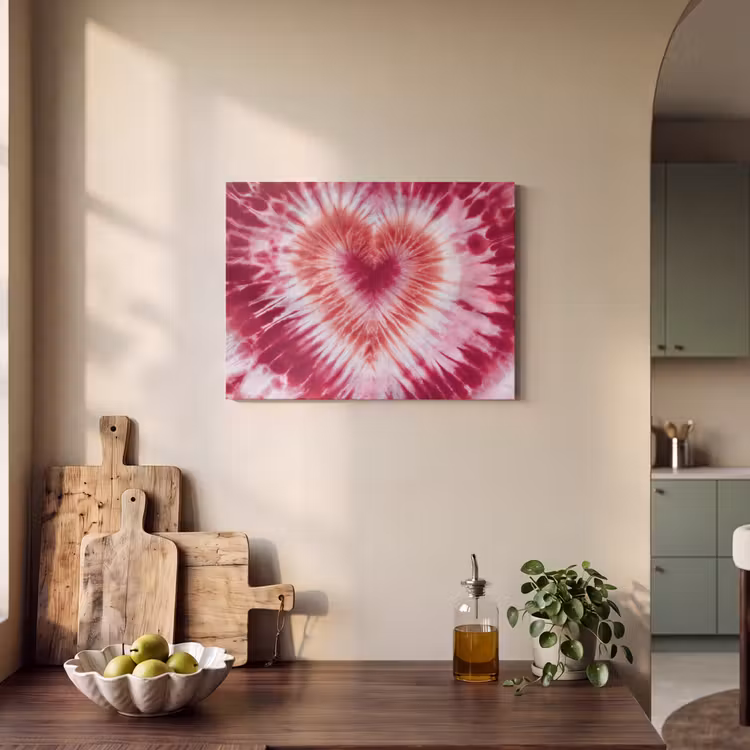 Akoestisch schilderij - Hartvorm - Roze - Tie dye — 3