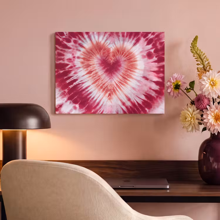 Akoestisch schilderij - Hartvorm - Roze - Tie dye — 4