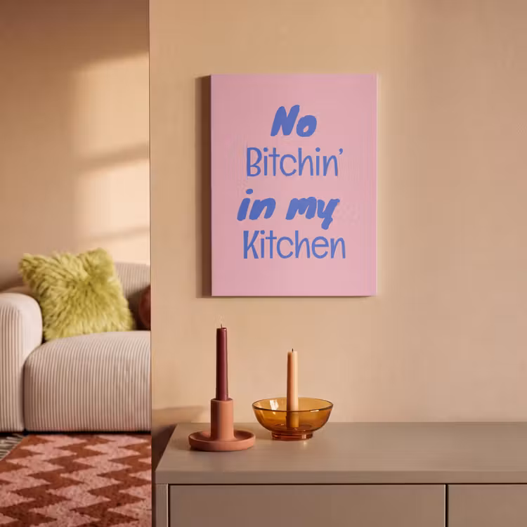 Akoestisch schilderij - Quote - Blauw - Lettertype - Keuken — 2
