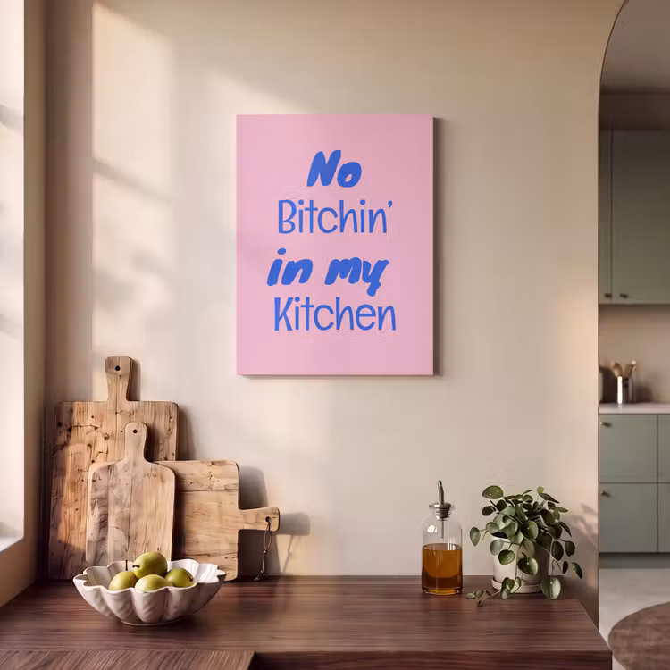 Akoestisch schilderij - Quote - Blauw - Lettertype - Keuken — 3