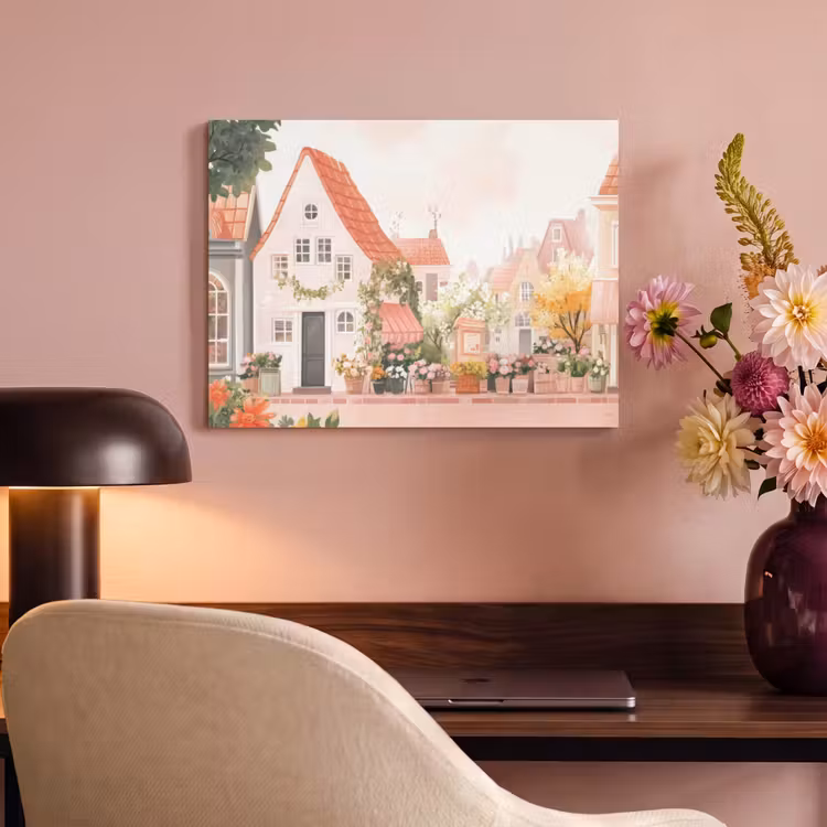 Akoestisch schilderij - Bloemen - Huizen - Dorp — 4