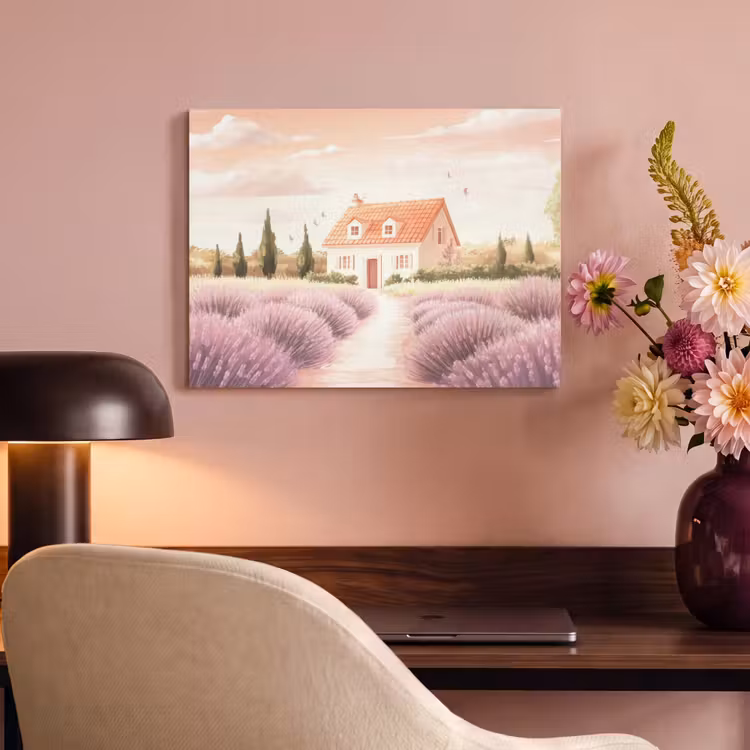 Akoestisch schilderij - Lavendelveld - Huis - Paars — 4