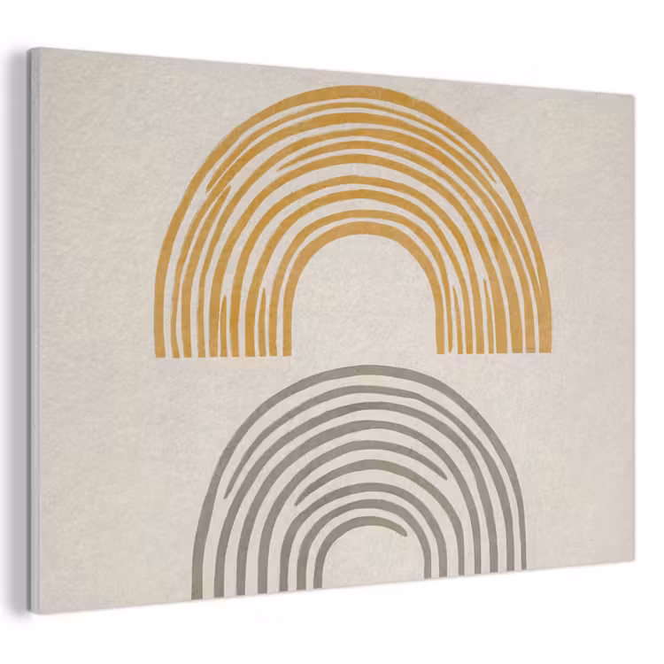 Akoestisch schilderij - Bogen - Lijnen - Oranje - Minimalistisch — 1