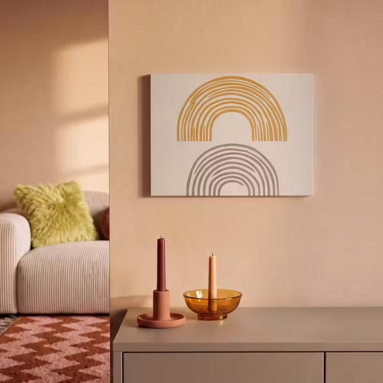Akoestisch schilderij - Bogen - Lijnen - Oranje - Minimalistisch — 2