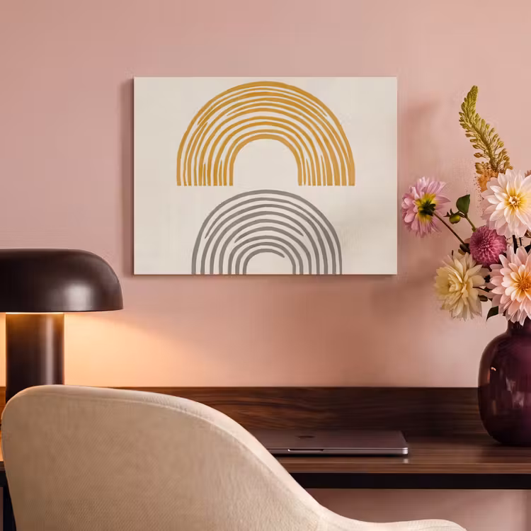 Akoestisch schilderij - Bogen - Lijnen - Oranje - Minimalistisch — 4