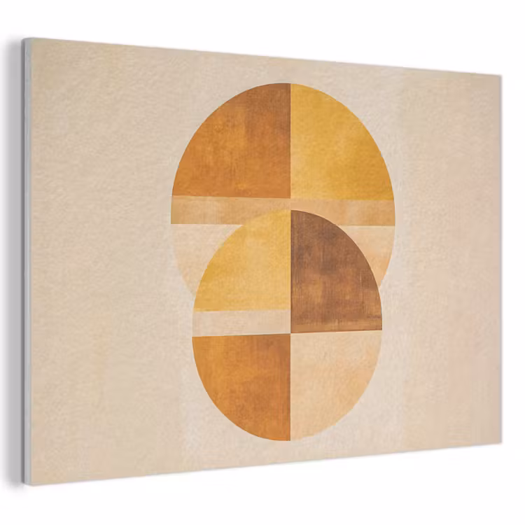 Akoestisch schilderij - Cirkels - Geel - Minimalistisch — 1