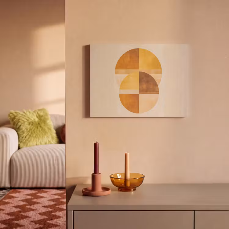 Akoestisch schilderij - Cirkels - Geel - Minimalistisch — 2
