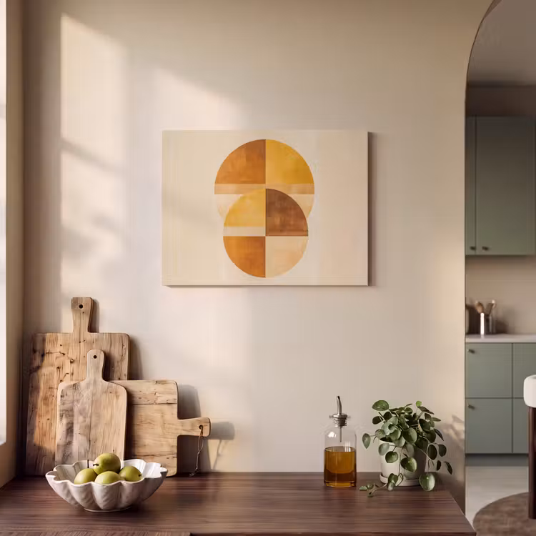 Akoestisch schilderij - Cirkels - Geel - Minimalistisch — 3