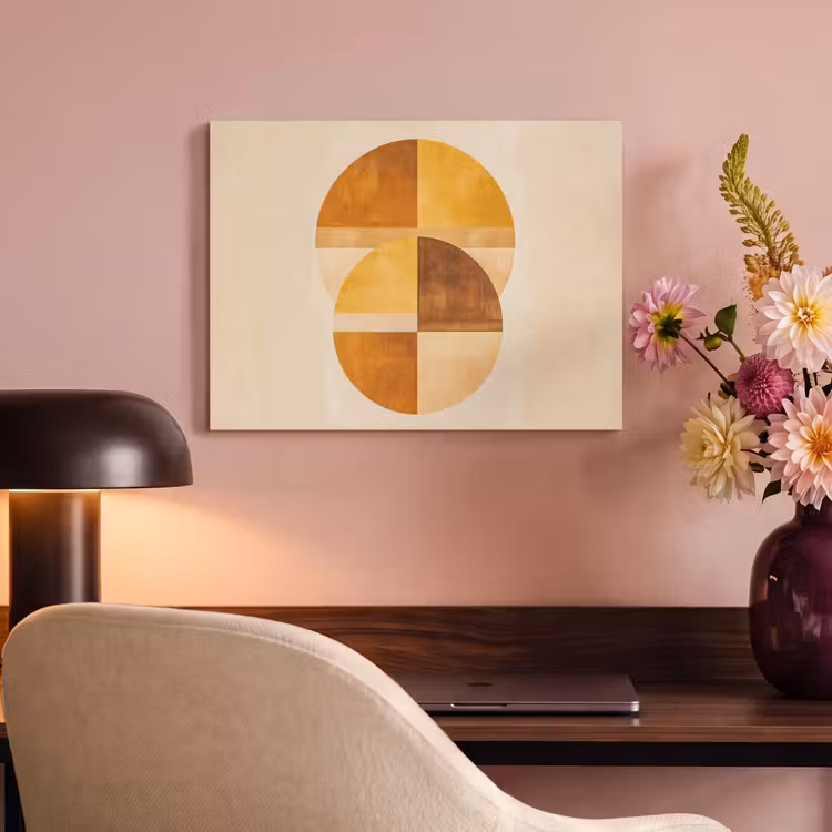 Akoestisch schilderij - Cirkels - Geel - Minimalistisch — 4