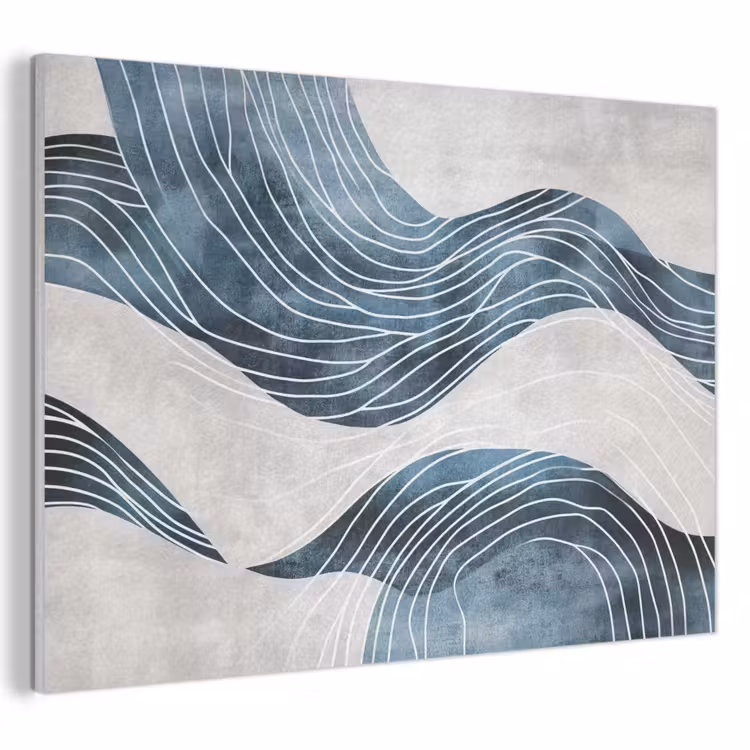 Akoestisch schilderij - Lijnen - Golven - Abstract - Blauw — 1