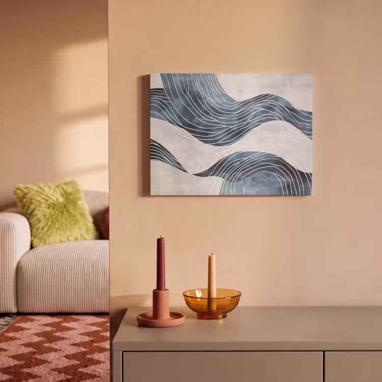 Akoestisch schilderij - Lijnen - Golven - Abstract - Blauw — 2