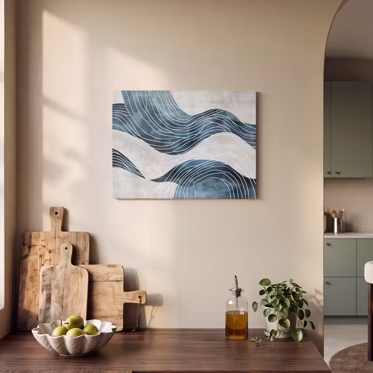 Akoestisch schilderij - Lijnen - Golven - Abstract - Blauw — 3