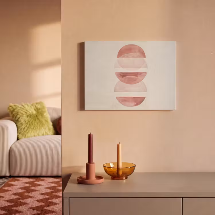 Akoestisch schilderij - Minimalistisch - Cirkels - Roze — 2