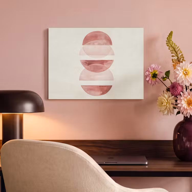 Akoestisch schilderij - Minimalistisch - Cirkels - Roze — 4