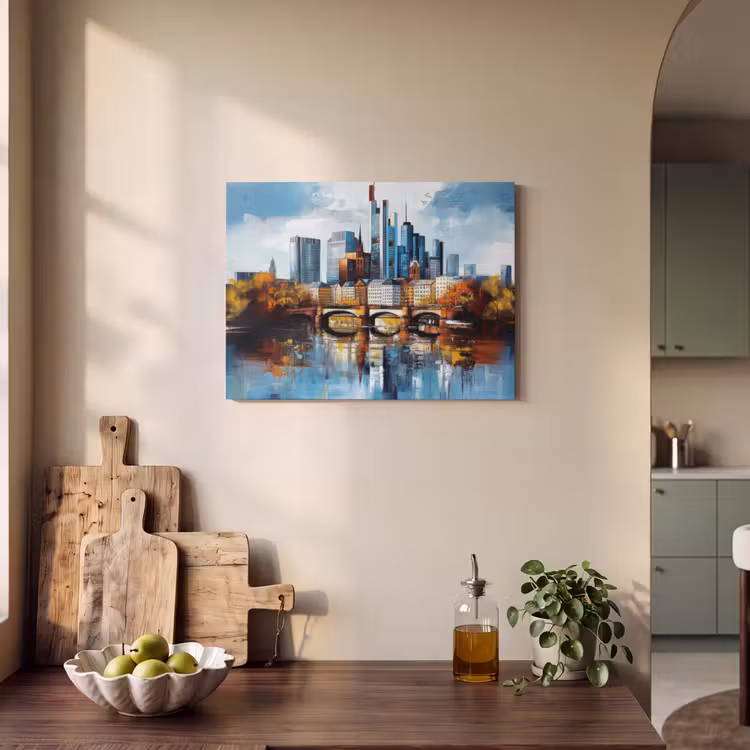 Akoestisch schilderij - Bomen Frankfurt- Stad - Skyline - Brug — 3