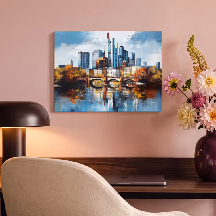 Akoestisch schilderij - Bomen Frankfurt- Stad - Skyline - Brug — 4
