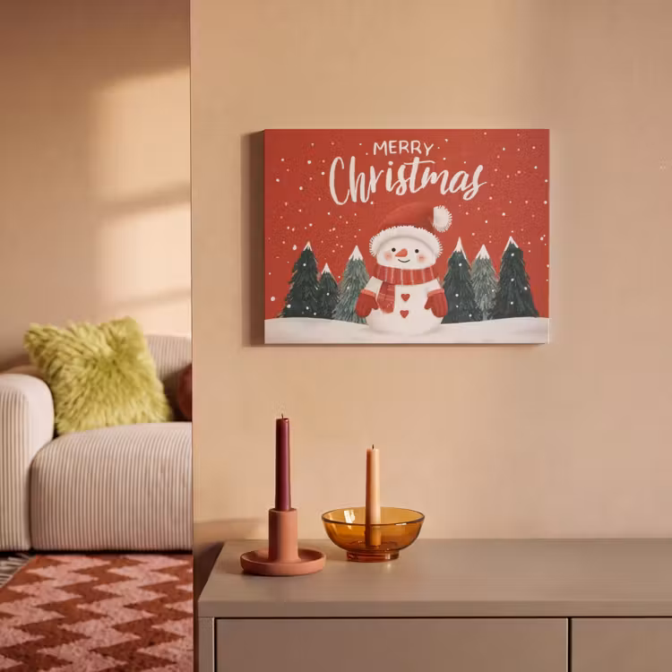 Akoestisch schilderij - Kerstgroet - Sneeuw - Rood — 2