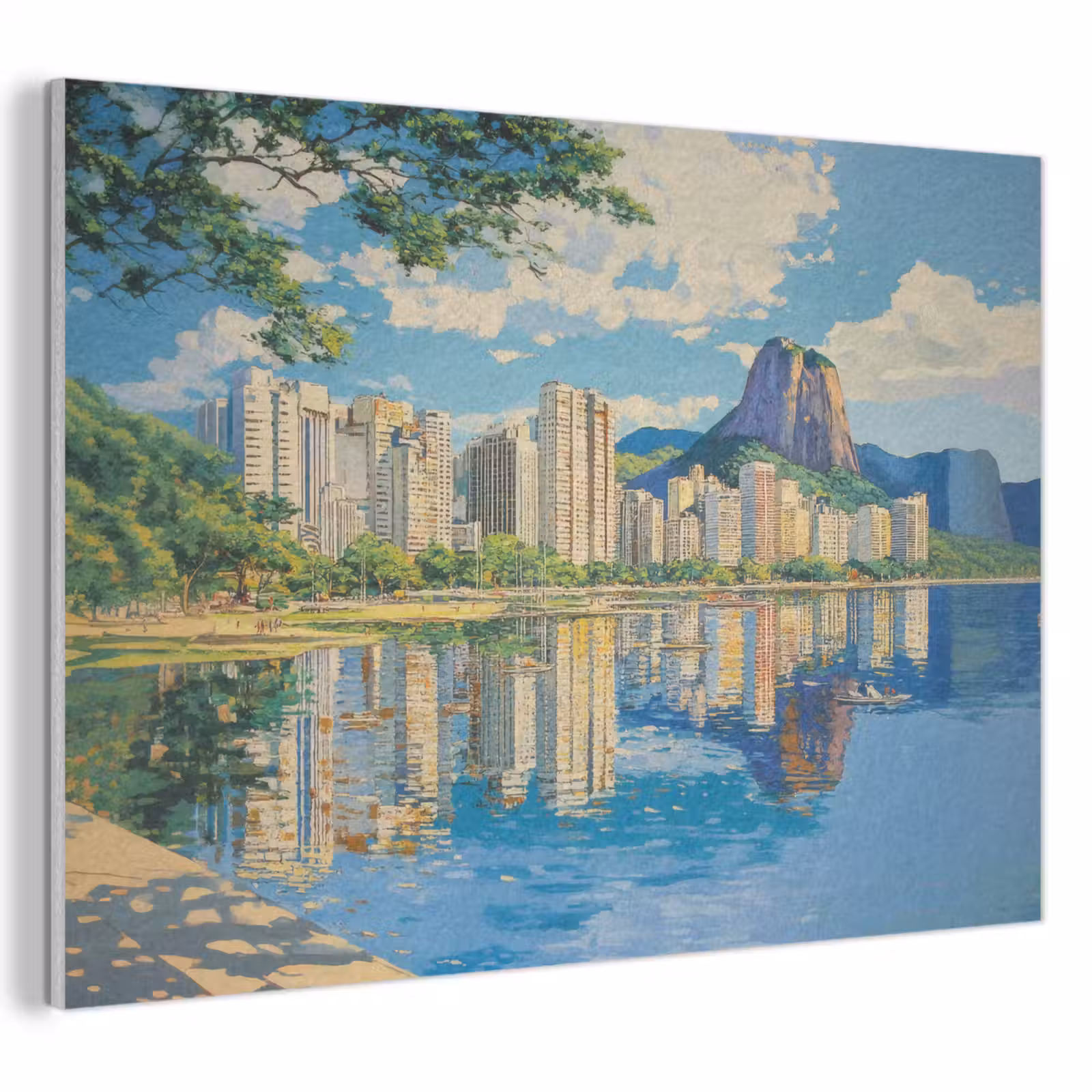 Akoestisch schilderij - Berg - Skyline - Strand - Water — 1