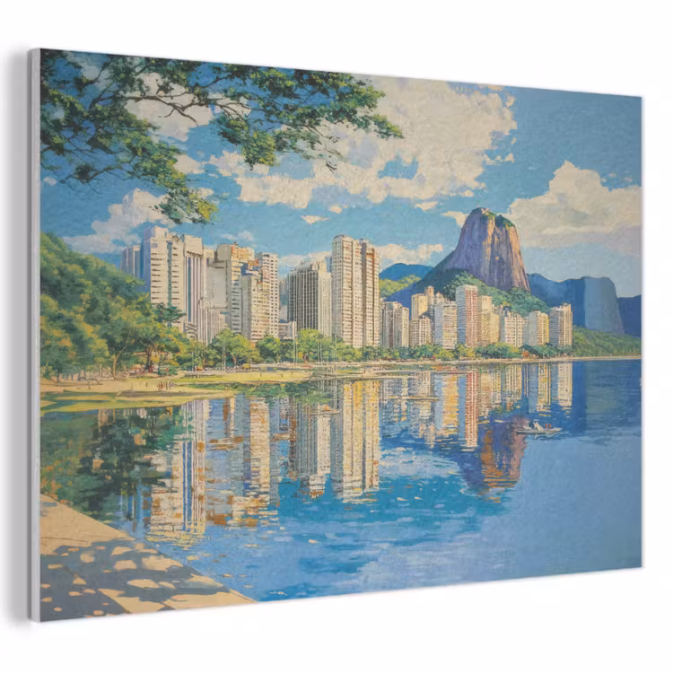 Akoestisch schilderij - Berg - Skyline - Strand - Water — 1