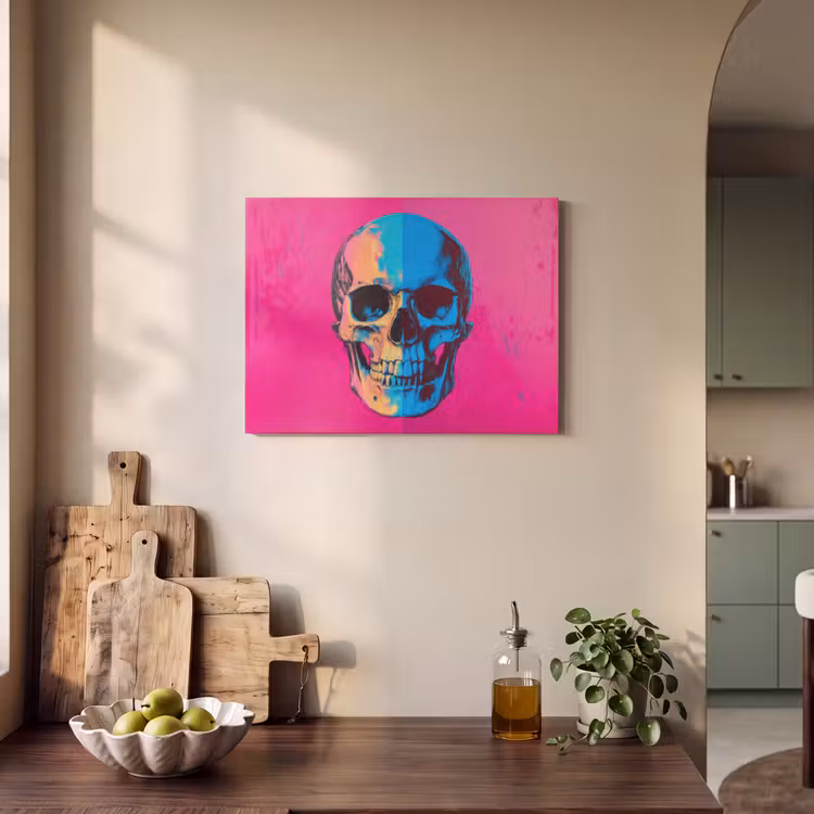Akoestisch schilderij - Neon - Blauw - Pop-art - Schedel — 3