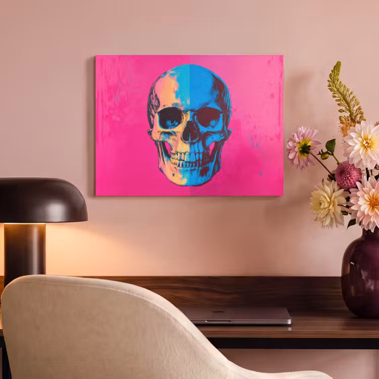 Akoestisch schilderij - Neon - Blauw - Pop-art - Schedel — 4