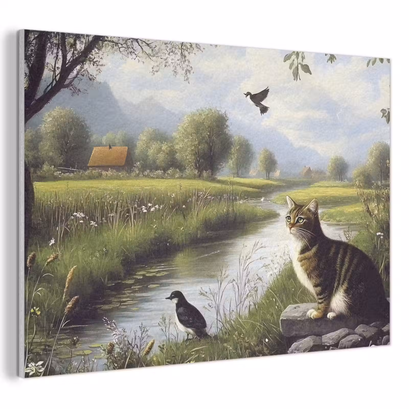 Akoestisch schilderij - Kat - Beekje - Weide — 1