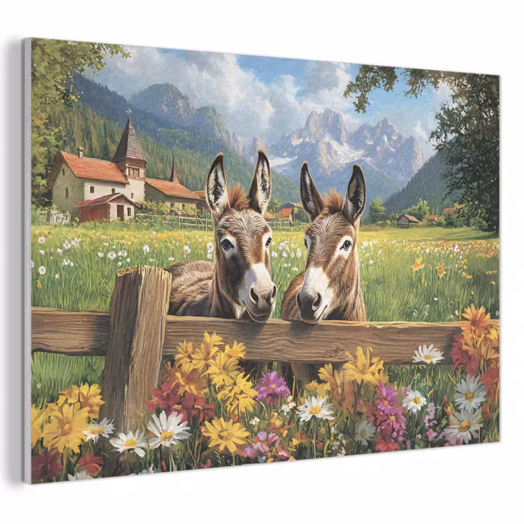 Akoestisch schilderij - Ezels - Bloemen - Zomers — 1
