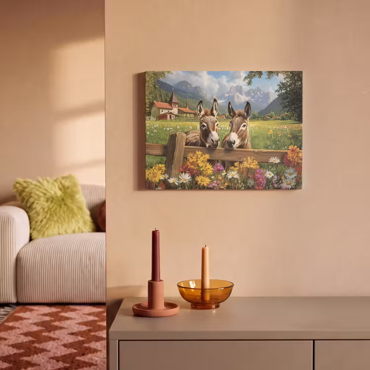 Akoestisch schilderij - Ezels - Bloemen - Zomers — 2