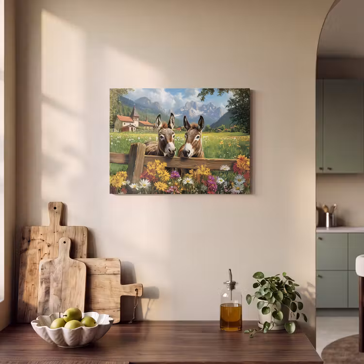 Akoestisch schilderij - Ezels - Bloemen - Zomers — 3