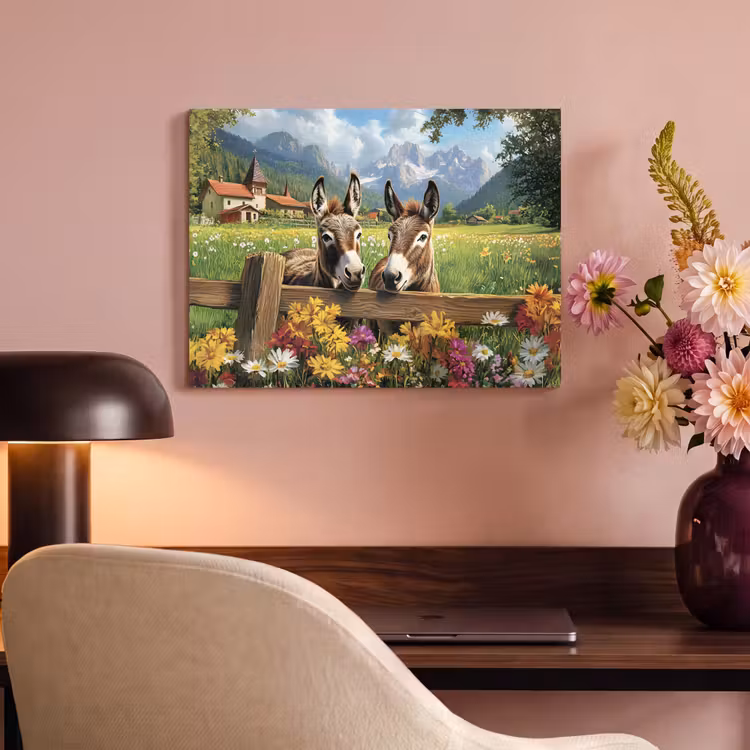 Akoestisch schilderij - Ezels - Bloemen - Zomers — 4