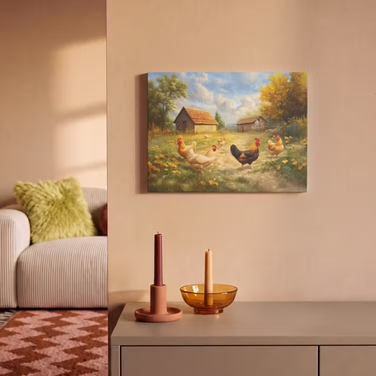 Akoestisch schilderij - Kippen - Landelijke rust - Natuur — 2