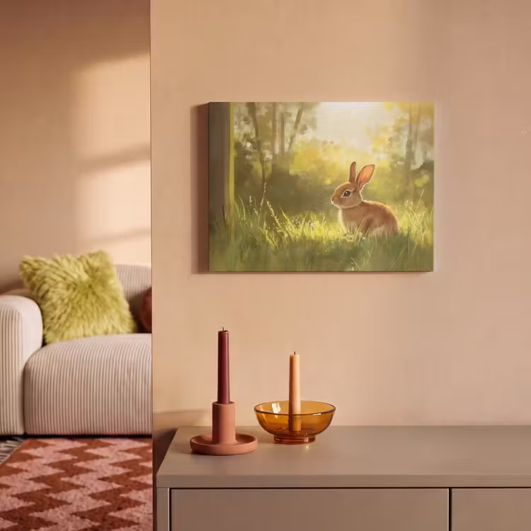 Akoestisch schilderij - Konijn - Zonlicht - Bos — 2