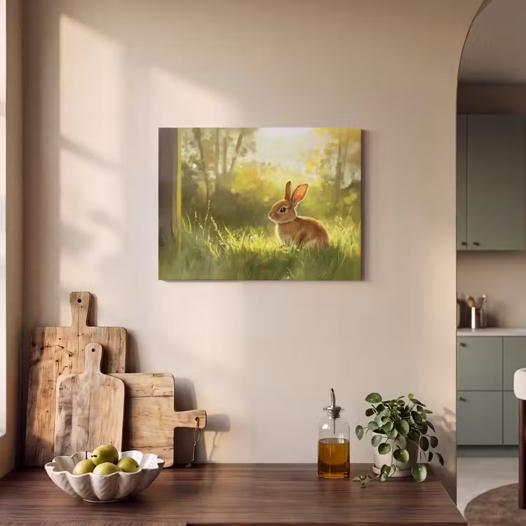 Akoestisch schilderij - Konijn - Zonlicht - Bos — 3