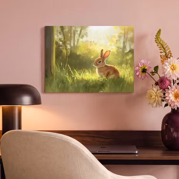 Akoestisch schilderij - Konijn - Zonlicht - Bos — 4