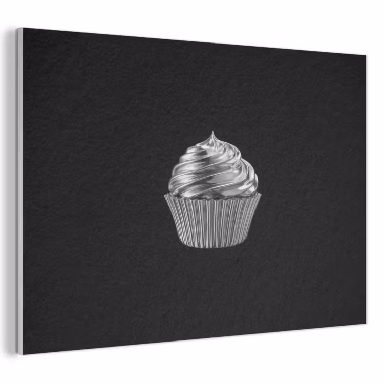 Akoestisch schilderij - Cupcake - Luxueus - Zilver — 1