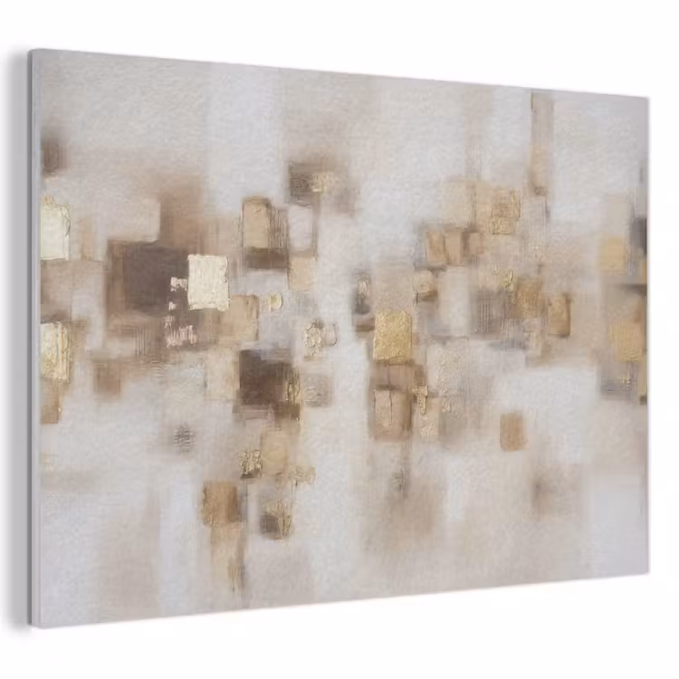 Akoestisch schilderij - Abstracte vierkanten - Aardetonen - Mistig — 1
