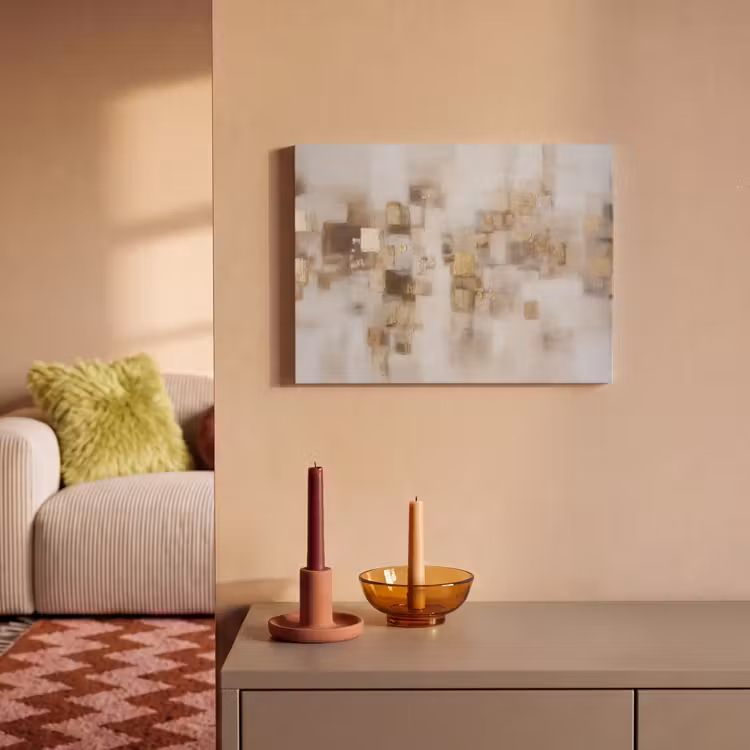 Akoestisch schilderij - Abstracte vierkanten - Aardetonen - Mistig — 2