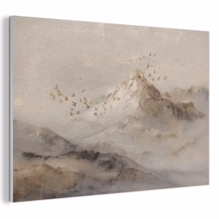 Akoestisch schilderij - Berglandschap - Mist - Penseelstreken — 1