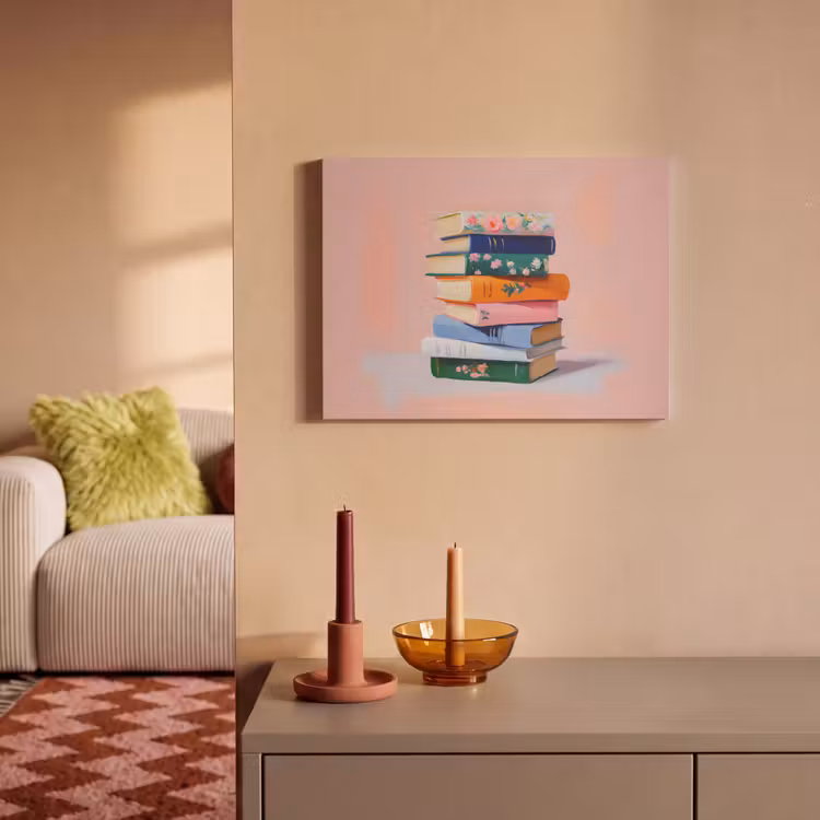 Akoestisch schilderij - Boeken - Stapel - Kleurrijk — 2