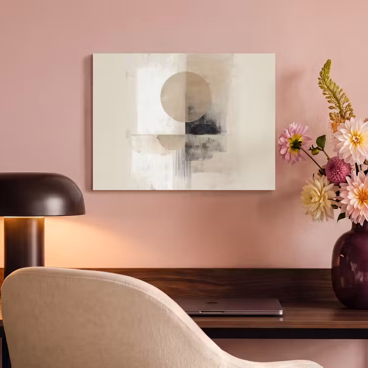 Akoestisch schilderij - Cirkel - Compositie - Diepte - Beige — 4