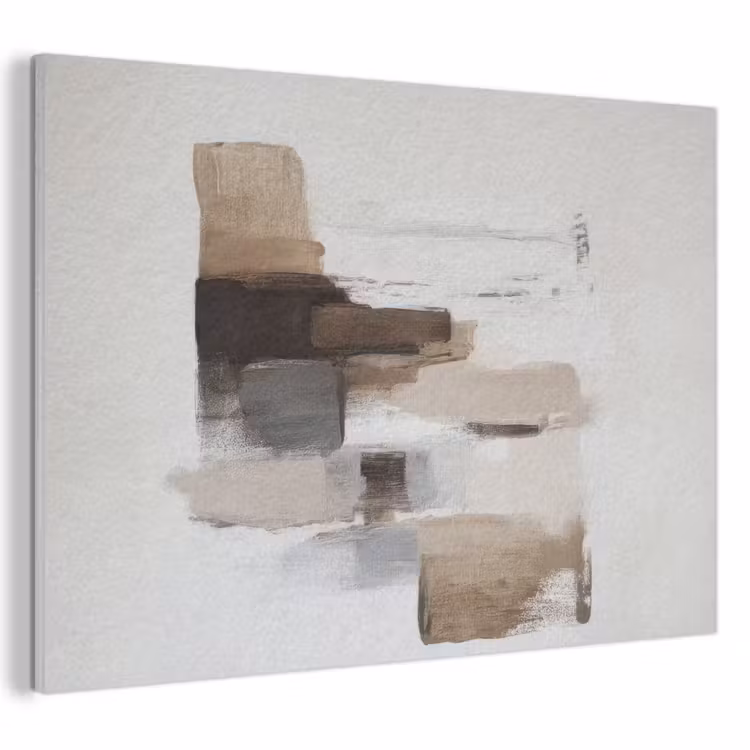 Akoestisch schilderij - Penseelstreken - Balans - Beige - Bruin — 1