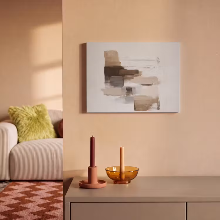 Akoestisch schilderij - Penseelstreken - Balans - Beige - Bruin — 2
