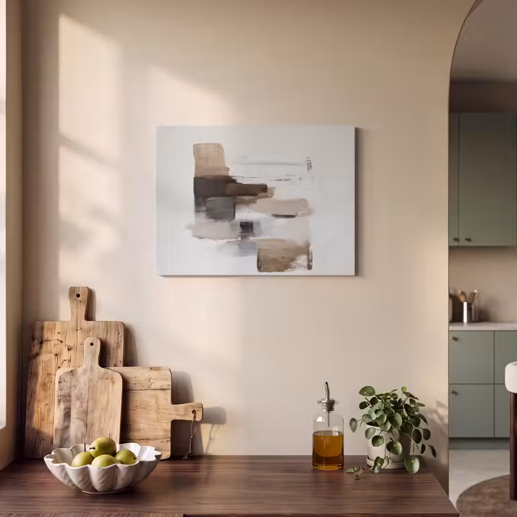 Akoestisch schilderij - Penseelstreken - Balans - Beige - Bruin — 3