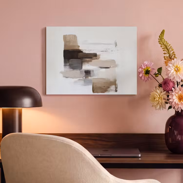 Akoestisch schilderij - Penseelstreken - Balans - Beige - Bruin — 4