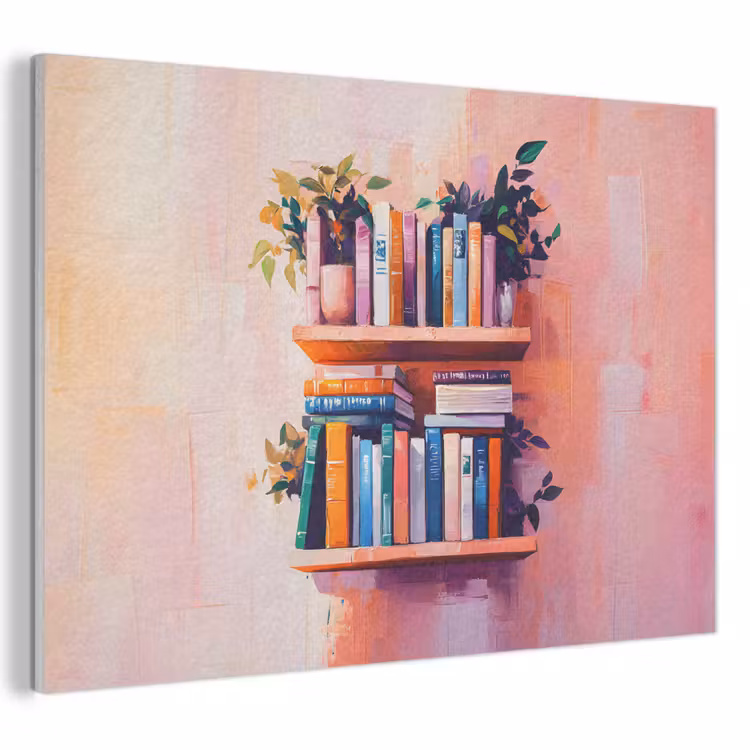 Akoestisch schilderij - Planken - Boeken - Bladeren — 1