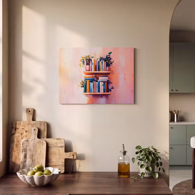 Akoestisch schilderij - Planken - Boeken - Bladeren — 3